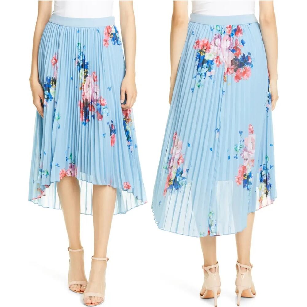 Ted Baker Harrpa Raspberry Ripple Print Pleated Skirt Ted 4 Womens 10